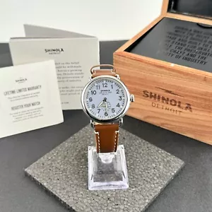 Shinola Runwell 41MM Slate Blue Dial Leather Strap Men's Watch - Picture 1 of 8