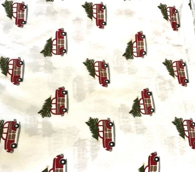 Pottery Barn Woody Tamaño Completo Sábana Plana Algodón Orgánico Navidad Percal Coche Foto 1 de 2