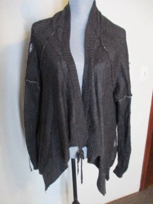 Suéter Cárdigan Miss Me Very Distressed Mezcla Lana Bolsillo Cierre Corbata en Gris M Foto 1 de 4