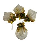 4 Victorian Style Gold Mesh Embellished Christmas Ornaments 2.5" Diameter