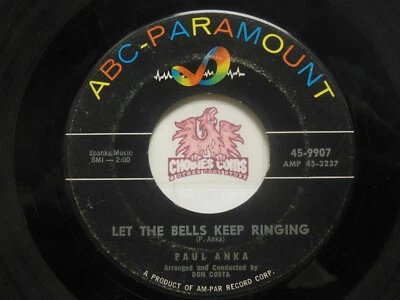 Paul Anka ‎– Crazy Love / Let The Bells Keep Ringing, 45 RPM VG (2J)  - Image 1 of 2