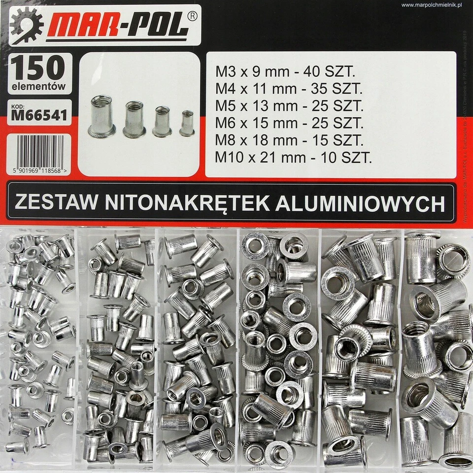 Rivetti filettati inserti dado filettato in Alluminio 150 pezzi M3-M10 - Immagine 1 di 1