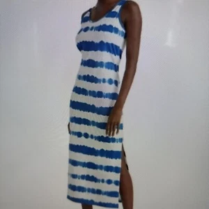 RALPH LAUREN - BLUE & WHITE STRIPE TIE DYE MAXI TANK DRESS NWT - Picture 1 of 4
