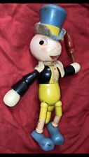 1938 IDEAL TOY CO. JIMINY CRICKET WOODEN JOINTED DOLL! Walt Disney Co FOOT DECAL