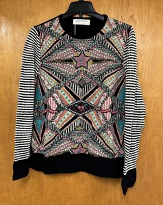 NEW Aldomartins Anthropologie Sweater Womens XL Pink Star Black Viscose Wool NWT - Picture 1 of 4