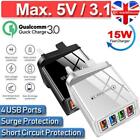 FAST 4 USB port Qualcomm 3.0 quick charge usb wall charger Plug Adapter UK