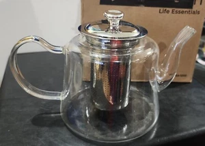 1100 ml/37 oz Glass Teapot~ Heat Resistant~ Stainless Steel Infuser ASR-TEA-1200 - Picture 1 of 3