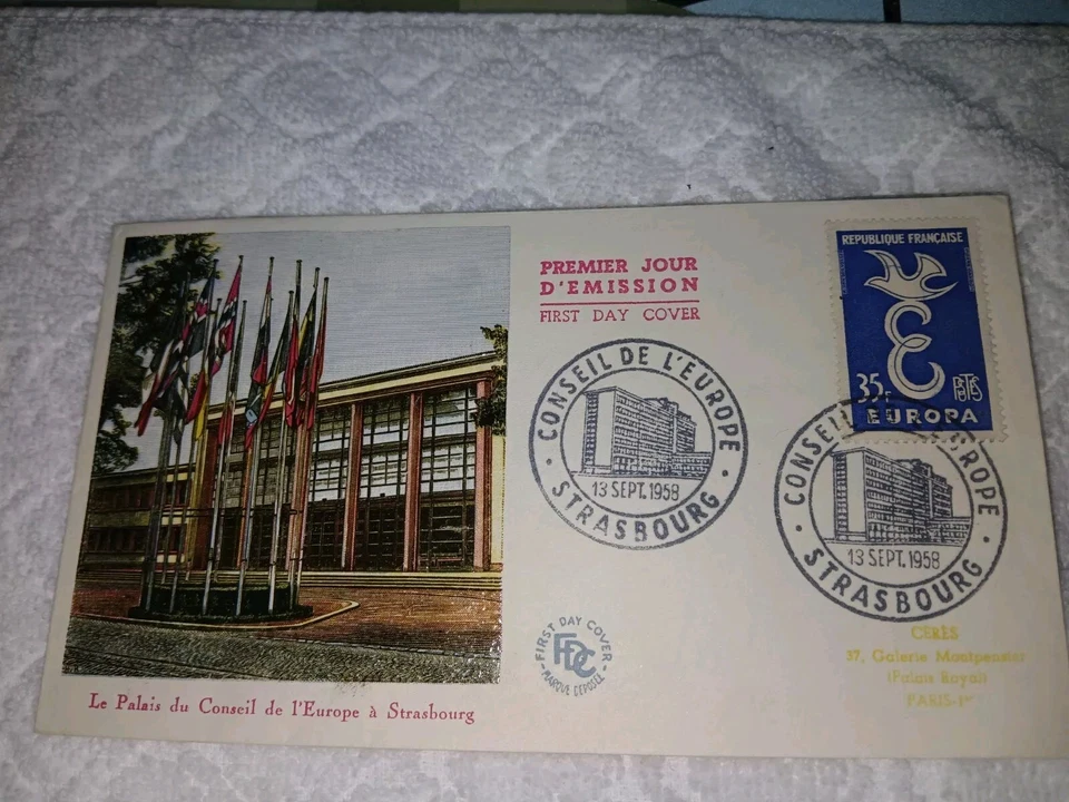 FRANCE-(-1958-)-EUROPA-CACHETED EMBOSSED-FIRST DAY COVER - Image 1 of 1