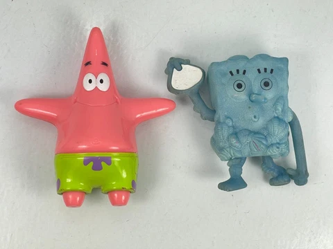 2 pc Lot Burger King PATRICK STAR SPONGEBOB SquarePants Action Figure 4.25" Cover