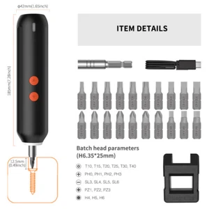 Herramienta destornillador eléctrico 24 en 1 luz LED 3,7 V 220 rpm alto par inalámbrico - Imagen 1 de 8