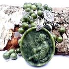 Handmade In Scotland Connemara Marble Green Celtic Rosary Beads Irish Catholic