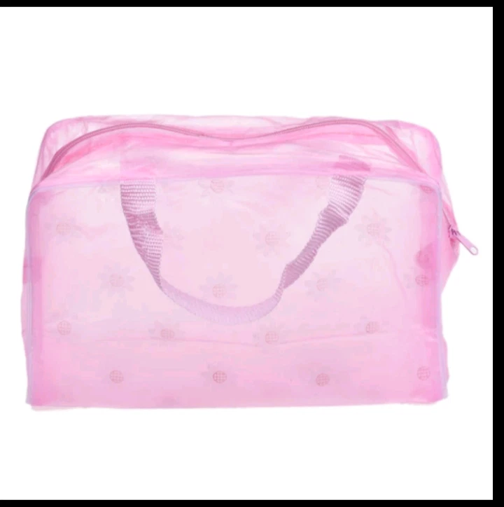 Bolso de Maquillaje Rosa Transparente Mini Bolso de Mano con Cremallera Ligero  Foto 1 de 1
