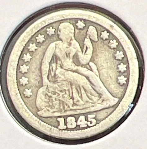 1845 SEATED LIBERTY SILVER DIME GRADES VG+ ACTUAL COIN #C12609 Cover