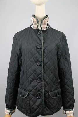 BURBERRY Womens Quilted Puffer Collar Flap Nova Check Black Jacket Sz S /42 - Image 1 of 4