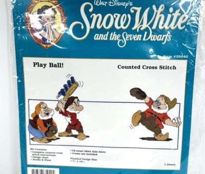 NEW Walt Disney Snow White Seven Dwarfs Cross Stitch PLAY BALL No 35040 - Image 1 of 4