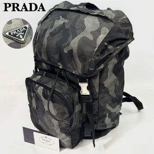 Auth Excellent PRADA Backpack Camouflage Nylon Khaki Green Unisex P72920 - Picture 1 of 11