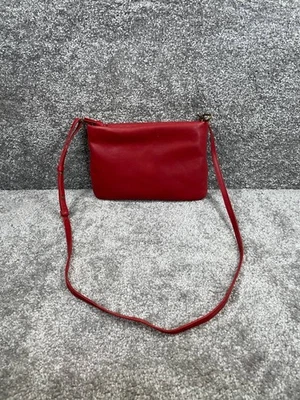 Madewell Bags Womens The Puffer Red Leather Top Zip Detachable Strap Crossbody - Image 1 of 4