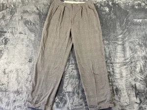 VTG Polo Ralph Lauren Pants Mens 36x32 Houndstooth Plaid Pleated Trouser Cuffed - Picture 1 of 11