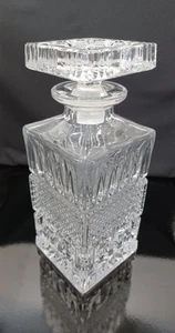 VTG Whiskey Square Decanter Bohemia Style Crystal Liquor Glass Bottle & Stopper - Picture 1 of 23