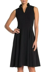Calvin Klein Black Crepe Ruffle V-Neck Fit & Flare Dress Plus Size 20W NWT new - Picture 1 of 10