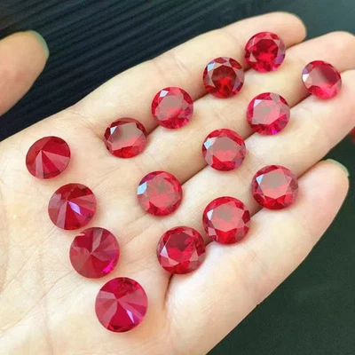 5x5 MM Blood Red Ruby Round Cut VS1 Quality Loose Lab Grown Gemstone 300PCS Lot - Image 1 of 4