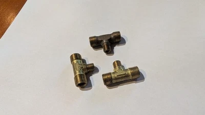 3/8 Npt Male Tee T 3 Way Equal Pipe Brass Fitting Fuel Vacuum Air Water Oil Gas - Image 1 of 4