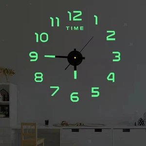 Luminous Wall Clock Stickers 3D Wall Sticker Acrylic Silent Clock Round Simple - Picture 1 of 7