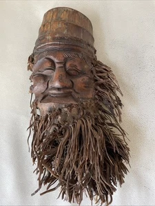 Bambuswurzel geschnitzt bärtiger Mann chinesisches Wandbild Geist Langlebigkeit Krieger - Bild 1 von 4