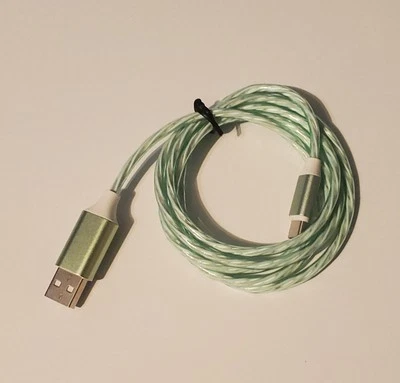 LED Light Fast Charging Cable For Samsung Android Type C USB Green Charger Cord - Image 1 of 4