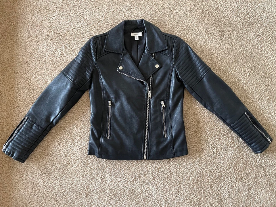 Topshop Moto Jacket Women's Size 0 XS 100%  Polyester Faux Leather - Image 1 of 4