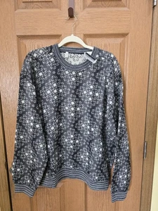 Jhane Barnes Sweater Mens Extra Large Gray Geometric Wool Pullover Made Japan XL - Picture 1 of 10