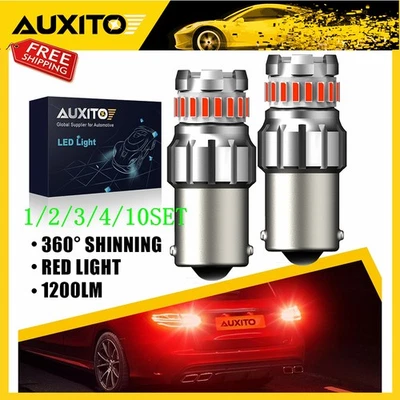 AUXITO 1156 BA15S 7506 P21W LED Luz de freno Rojo Bombillas de parada trasera 23-SMD 1~10Set Foto 1 de 4