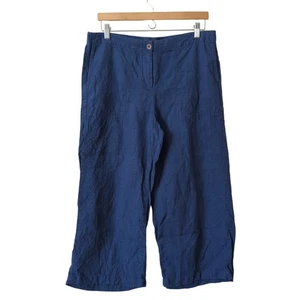 Pantalones de mujer J. Jill Love de lino medianos pequeños MP azules playeros verano pierna ancha - Imagen 1 de 6