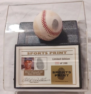 Béisbol con huella digital firmado por Billy Williams #000/200 exhibición Beckett Cubs  Foto 1 de 4