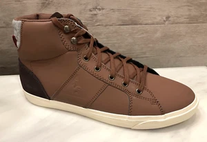 Le Coq Mont Chus Men Brown High Top Leather Sneakers Casual Shoes 42 Trainer US9 - Picture 1 of 12