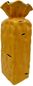 Vintage Hobby Lobby Yellow-Orange Distressed Ceramic Glazed Flower Vase 10.5" - Picture 1 of 9