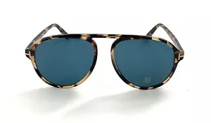 Nuovi occhiali da sole Tom Ford Tony Aviator TF756 55N montatura marrone avana lenti blu - Foto 1 di 6