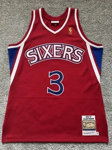 100% Authentic Allen Iverson Mitchell & Ness Rookie 96 97 Sixers Jersey 44 L - Picture 1 of 3