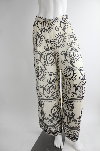 Pantaloni GENNY Italia Chiffon Seta Vintage Gambe Larghe Pantaloni Drappeggiati Versace Sqiggle anni '90