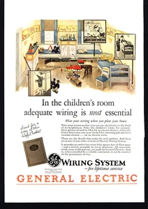 1928 CHILDREN'S ROOM GENERAL ELECTRIC WIRING SYSTEM VINTAGE PRINT AD - Picture 1 of 1