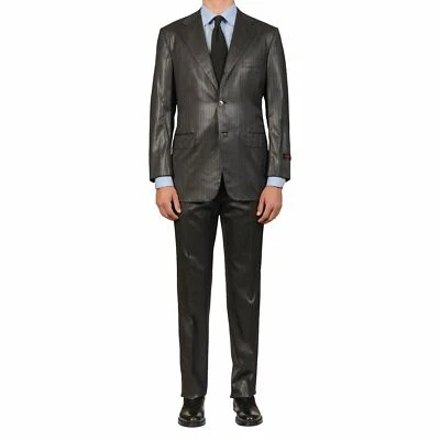 D'AVENZA Roma For MIOZZI Handmade Gray Striped Wool Suit NEW US 40 - Image 1 of 4