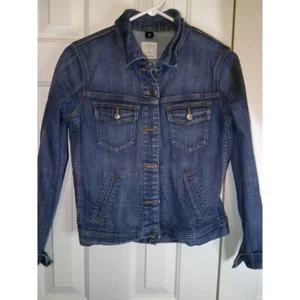 J. Crew Denim Jacket Classic Jean Jacket Button Front Dark Wash X-Small - Picture 1 of 3