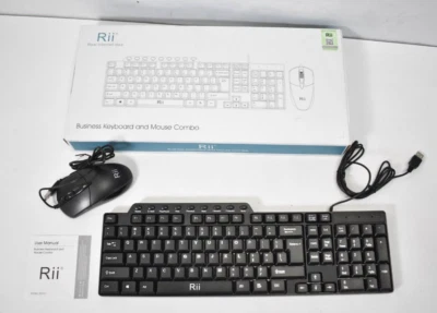 Rii Business Keyboard & Mouse Combo Black Computer Accessory Slim Size RK203 - Image 1 of 4