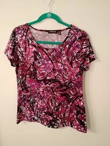 Notations women's short sleeve top purple geometric M polyester pullover Vtg - Picture 1 of 3