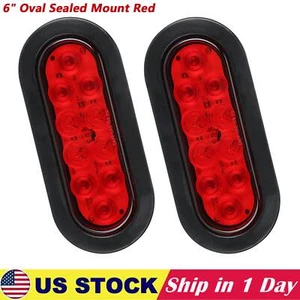 6" Oval Trailer Tail Lights 10 Red LED Stop Turn Brake Lights Waterproof for RV - Foto 1 di 10