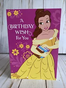 Disney Princess Belle With Books Happy Birthday Wish Card Hallmark Fun Kids New - Picture 1 of 6