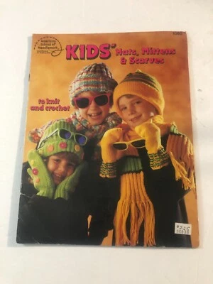 American School of Needlework KIDS' HATS MITTENS & SCARVES Knit Crochet #1080NEW - Image 1 of 2