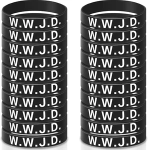 Jadive 20 Pcs WWJD Rubber Bracelets What Would Jesus Do Silicone Wristbands for - Picture 1 of 12