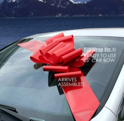Cinta de arco de coche grande roja - 25" de ancho totalmente montada, Navidad San Valentín Foto 1 de 4