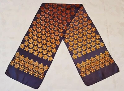 SCARF VINTAGE AUTHENTIC FLORAL ART BLUE YELLOW LONG MEN'S - Image 1 of 3